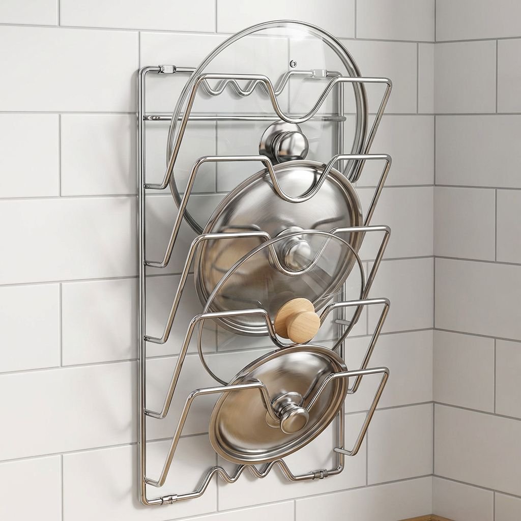 ドリル固定式 壁掛け用鍋蓋ラック