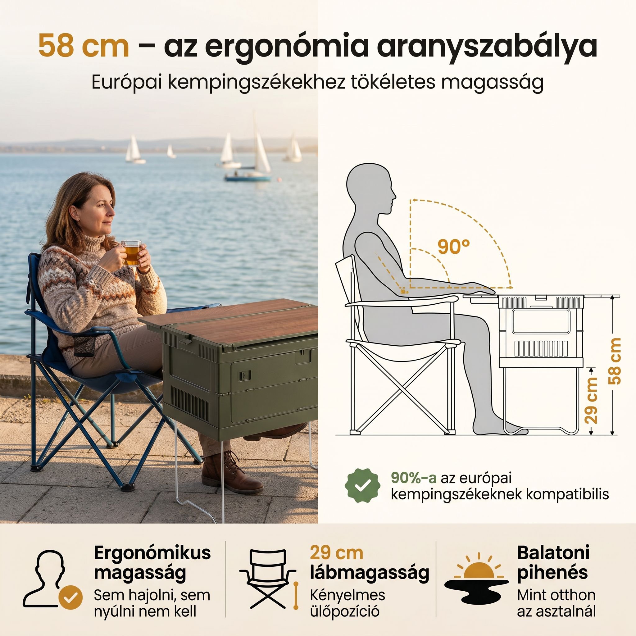 Könnyű, összecsukható tárolódoboz piknikhez, kempinghez és utazáshoz