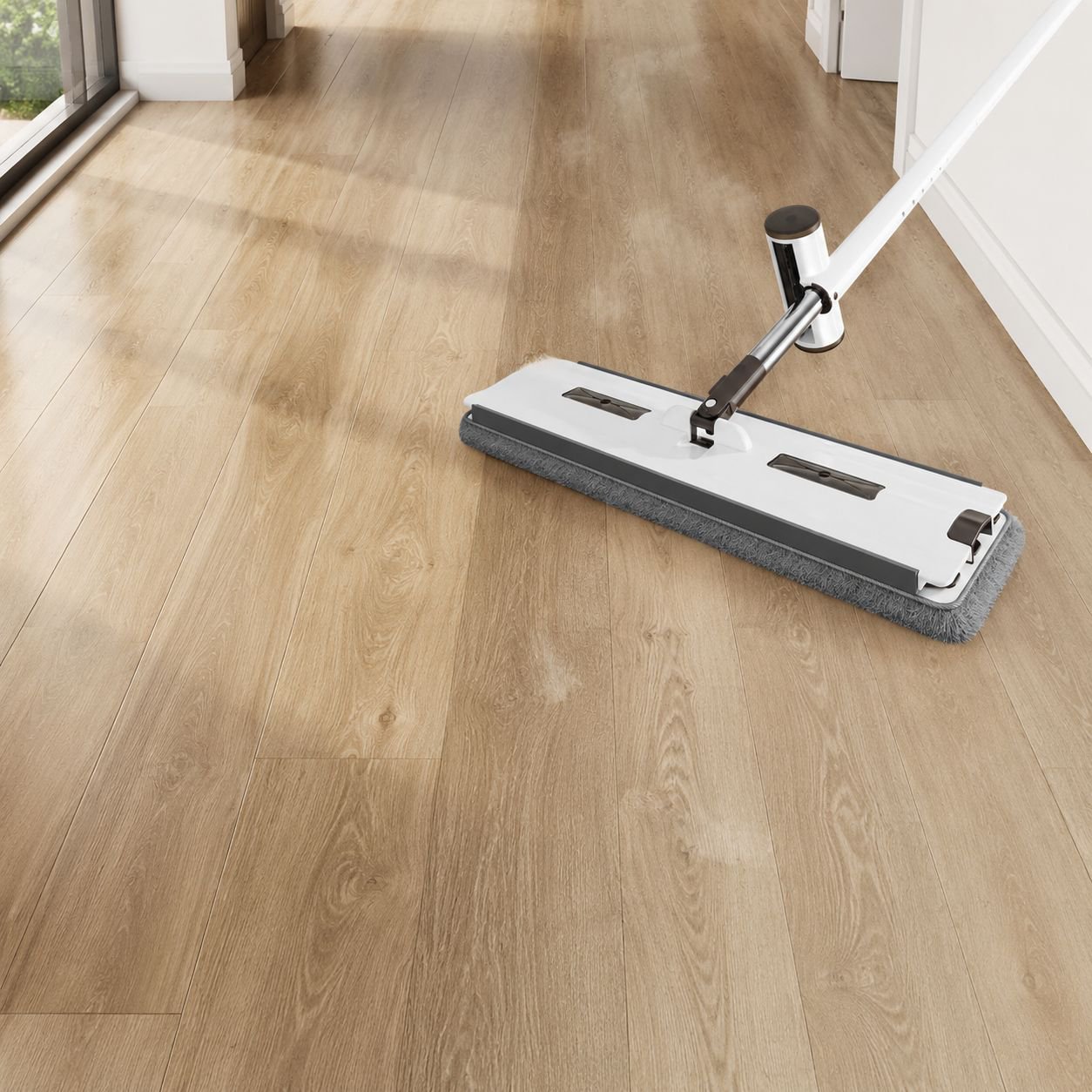 Efficient floor cleaning using anti-mite flat mop
