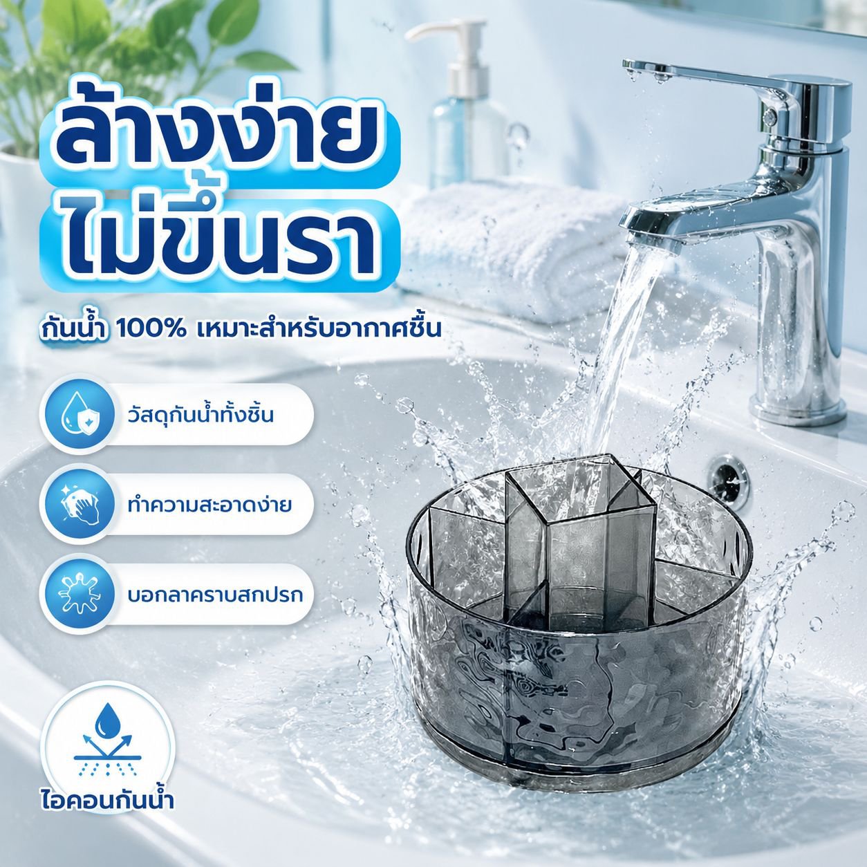 กล่องเก็บของลายคลื่นน้ำหรูหราแบบแบ่งช่องหลายฟังก์ชัน
