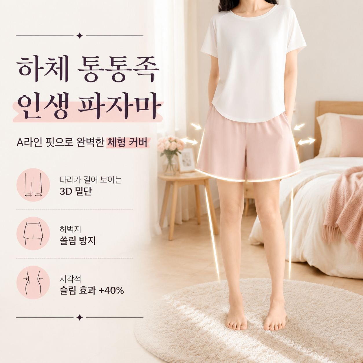 쿨감 수면복 반팔 반바지 세트