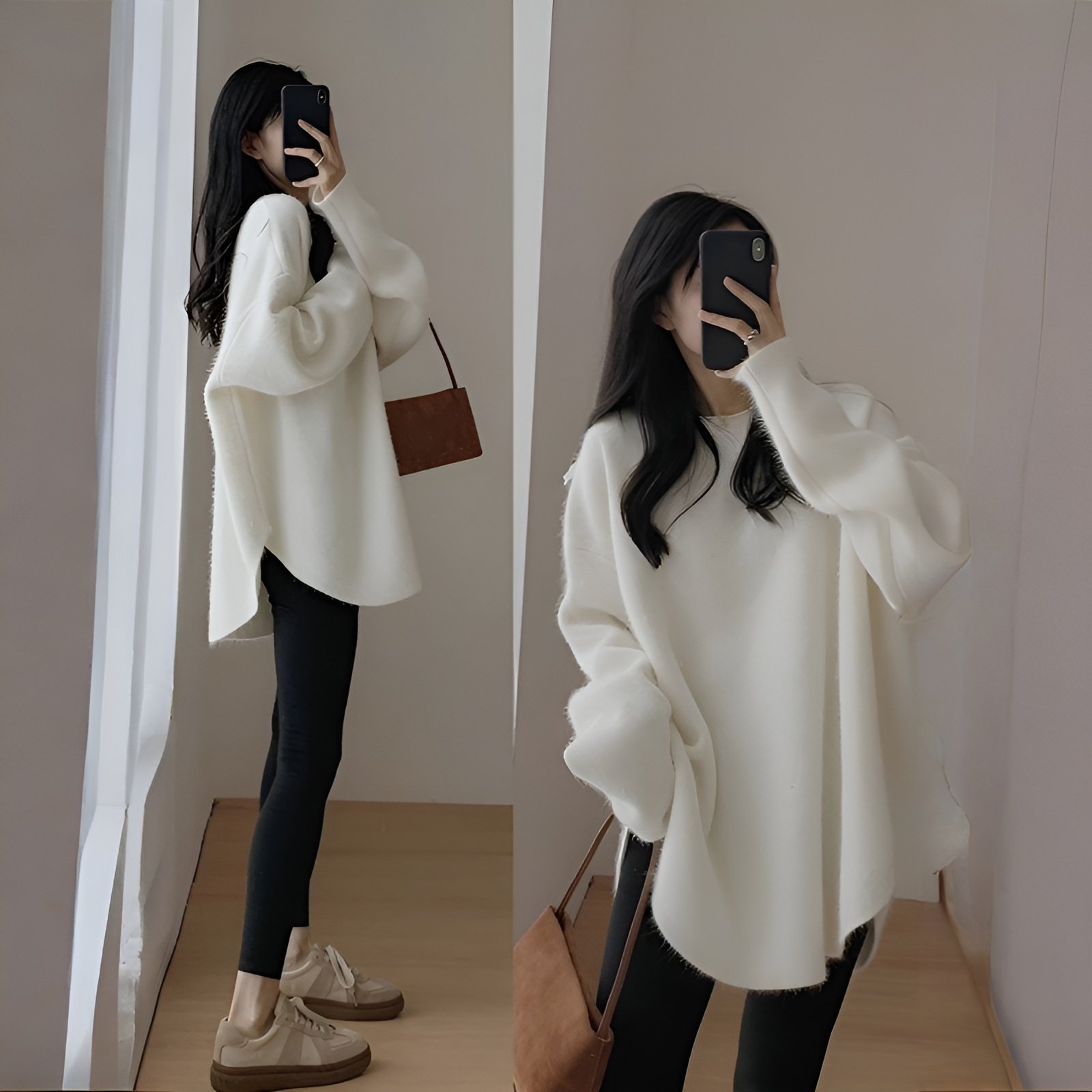 秋冬新作 韓国風シンプル長袖セーター 女性用 ゆる感スリム効果