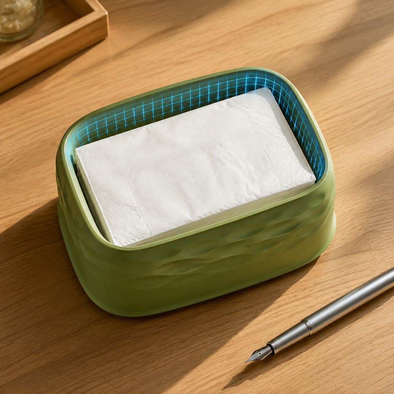 Liftable tissue box for easy paper access
