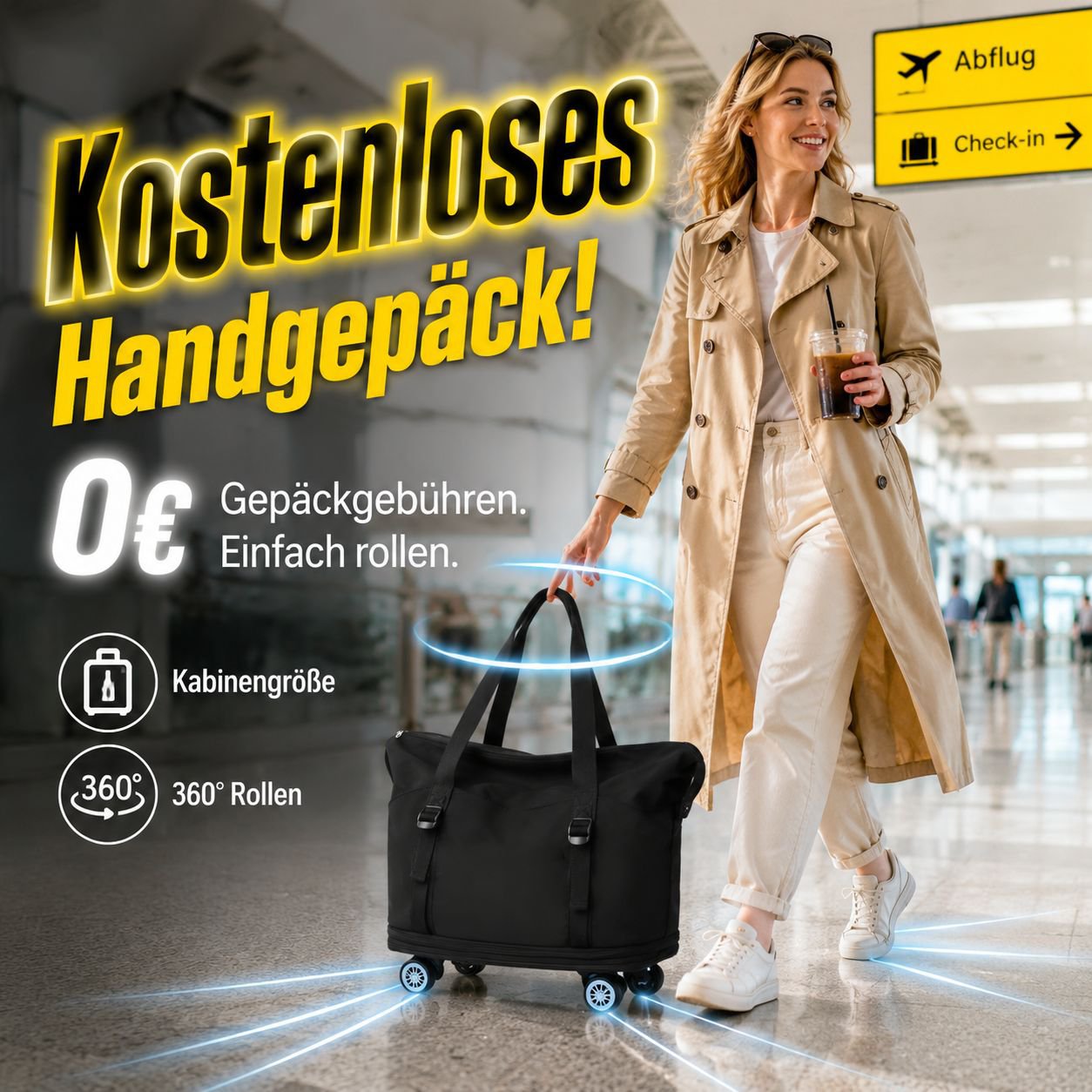 Mehrlagige erweiterbare Reisetasche mit 360°-Rollen