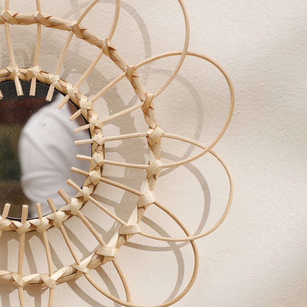 Decoración de espejo de bambú