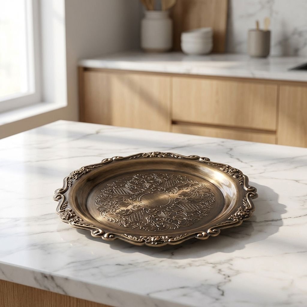 Retro-style carved metal storage tray