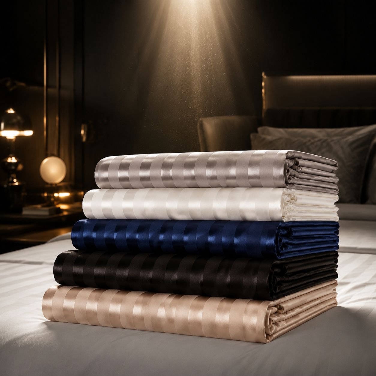 American Light Luxury Silk Satin Three-Piece Bedding Set