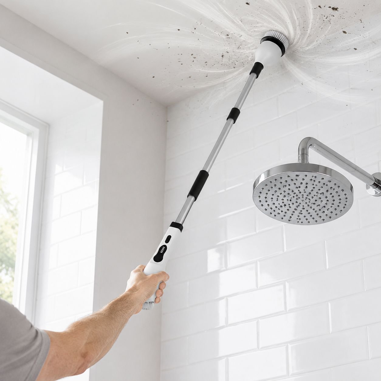 Versatile cleaning brush for floors, sinks, and bathtubs