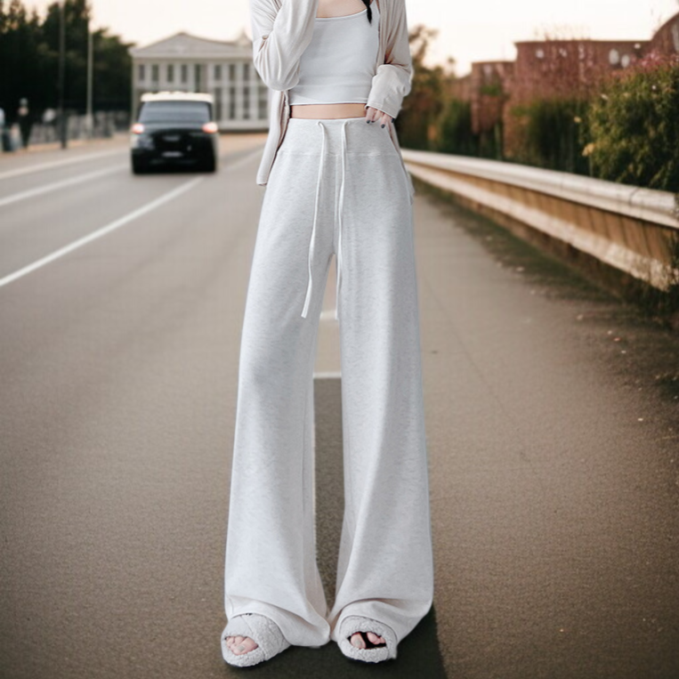 와이드 와이드 팬츠 여 쁘띠 소프트 하이웨스트 날씬해 보이는 팬츠 스커트 봄가을 드롭 와이드 팬츠