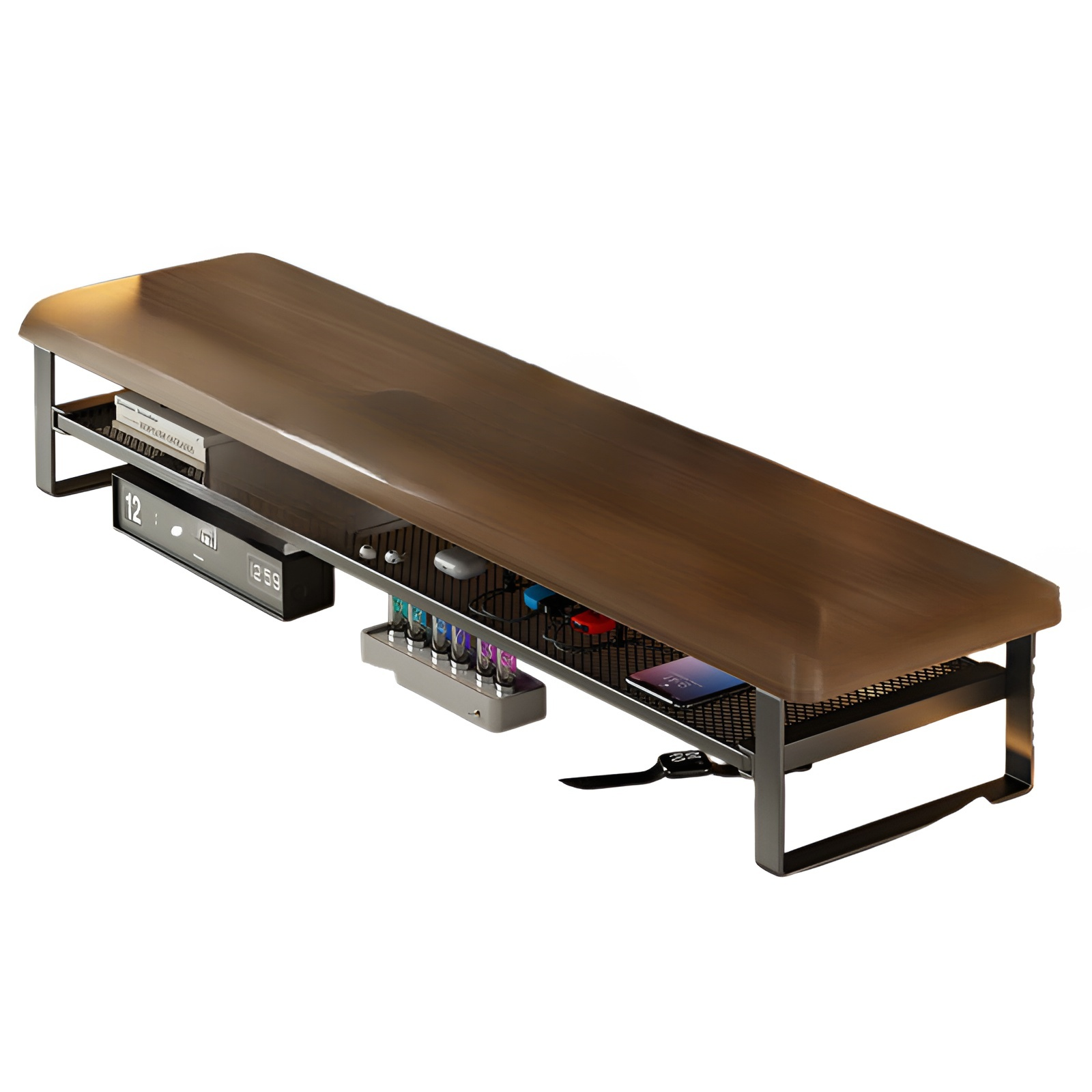 Adjustable Monitor Riser with Sliding Storage Drawer