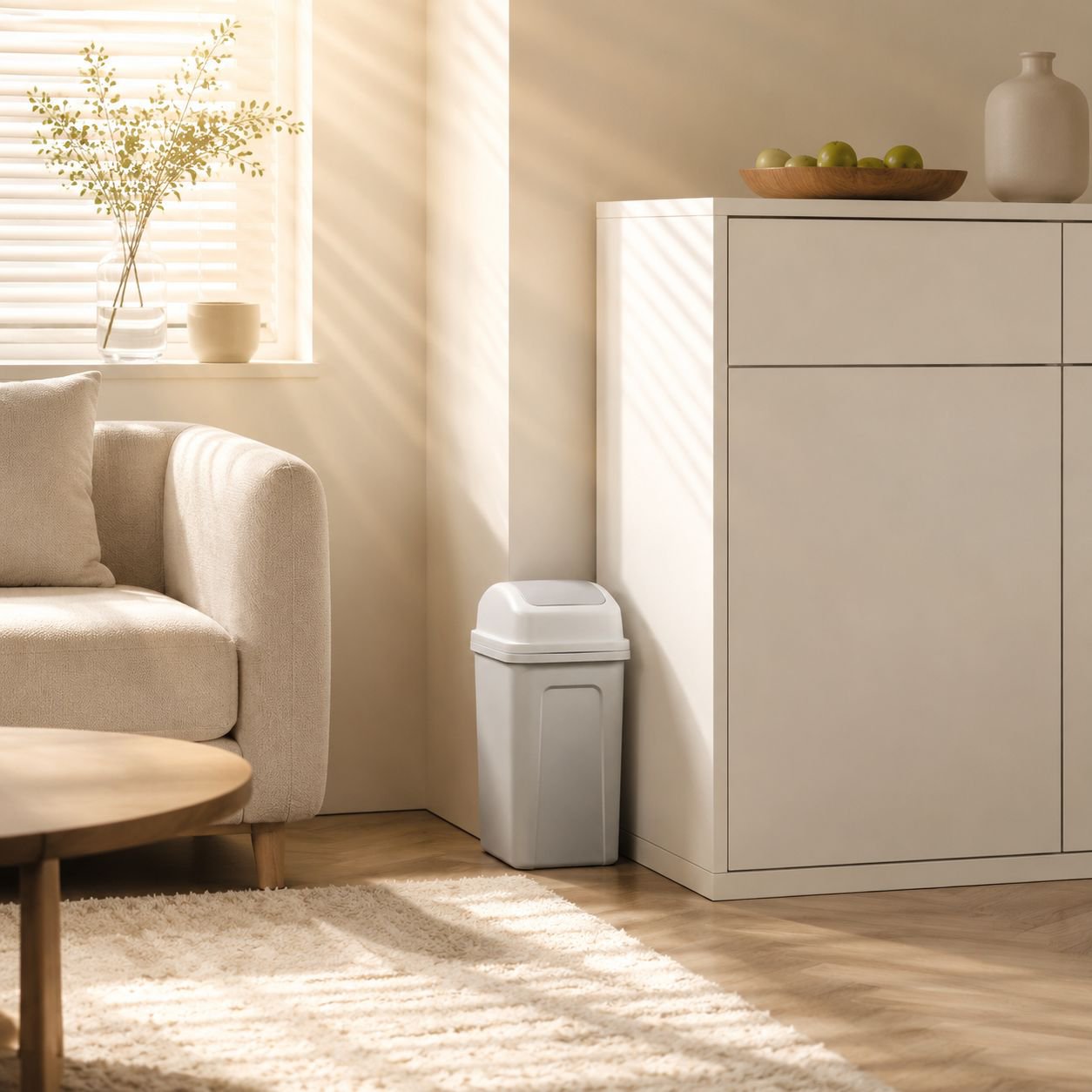 Household Trash Can with Handle and Swing Lid Design