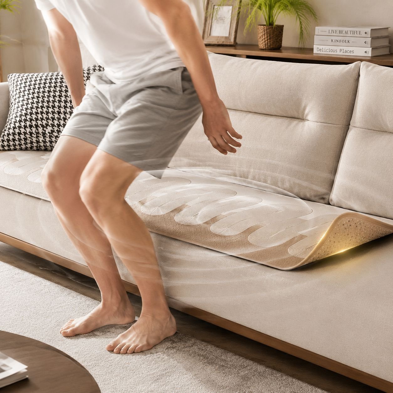 Ice Silk Breathable Sofa Seat Cushion Summer Non-slip Straight Row Seat Pad
