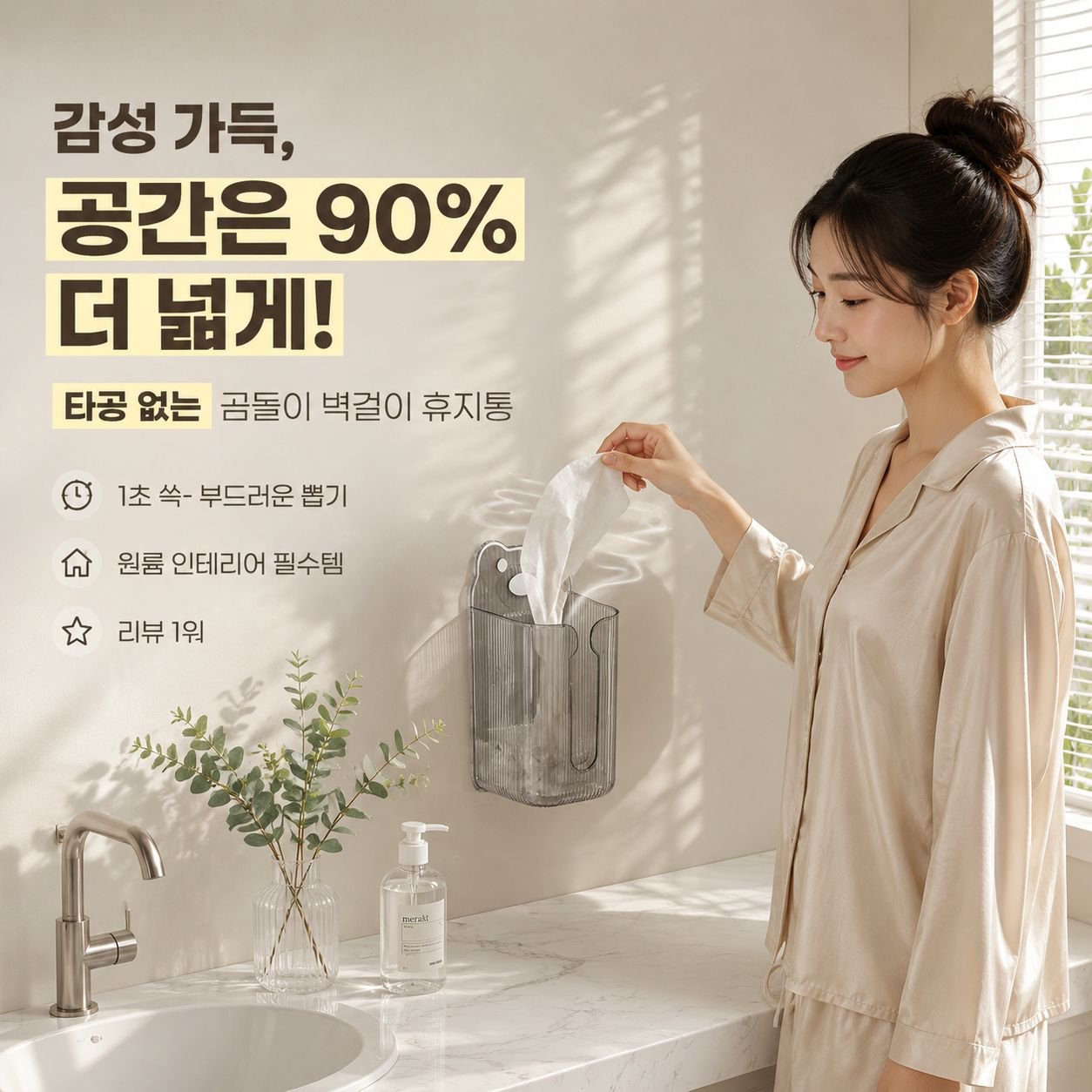 만화 투명 벽걸이 티슈박스 가정용 욕실용 가벼운 디자인