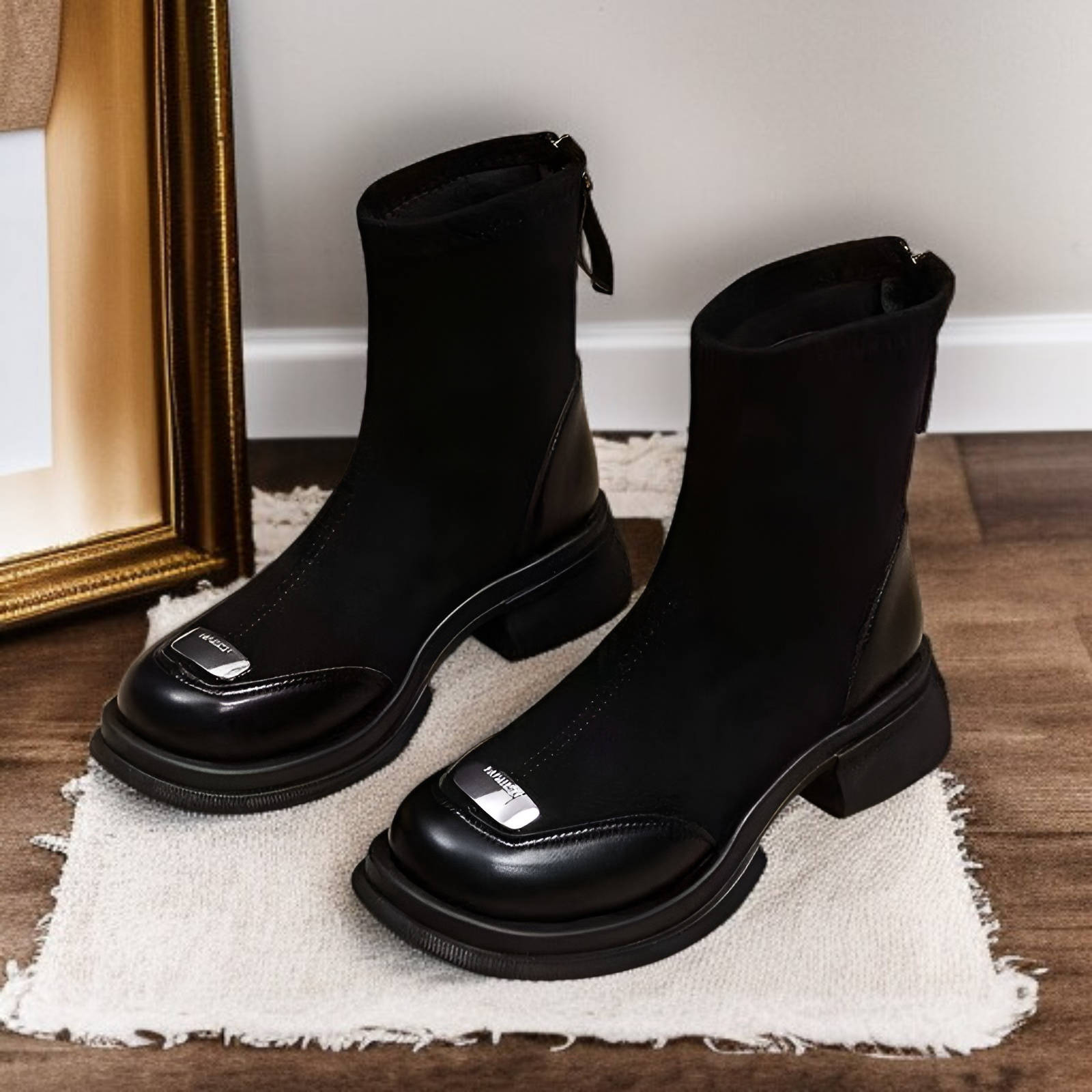 小さめサイズ厚底ショートブーツのサイドビュー