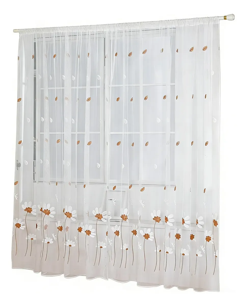 Minimalist Daisy Sheer Curtains for Living Room and Bedroom