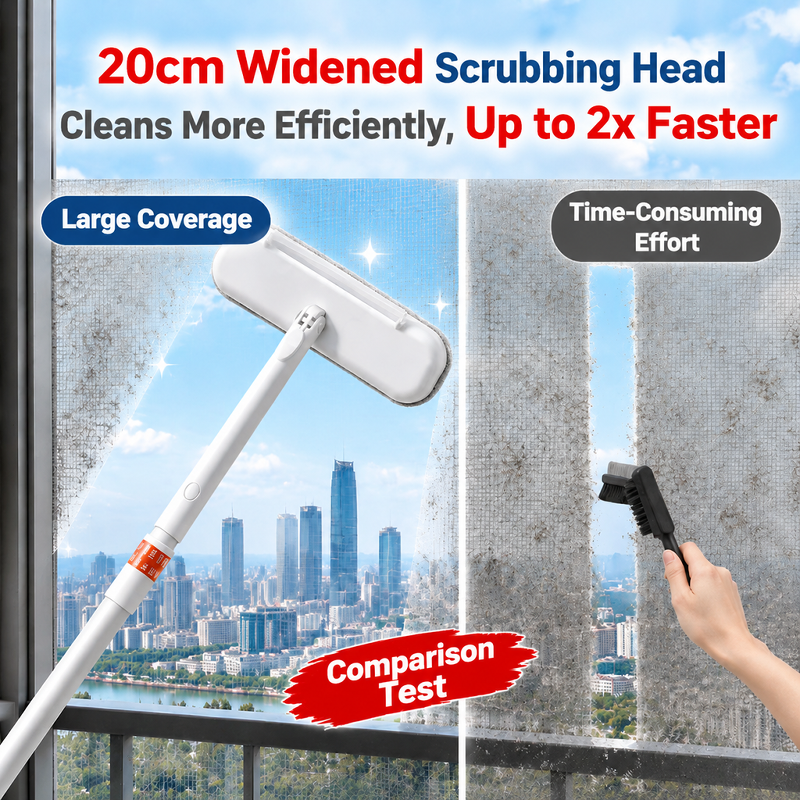 [Scraper and Brush in One] Retractable Double-Sided Screen Window Brush