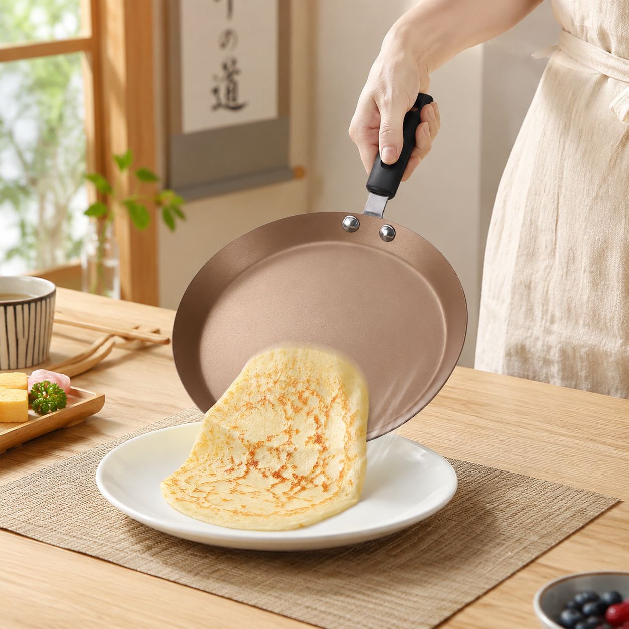 IH対応焦げ付き防止クレープパン使用例