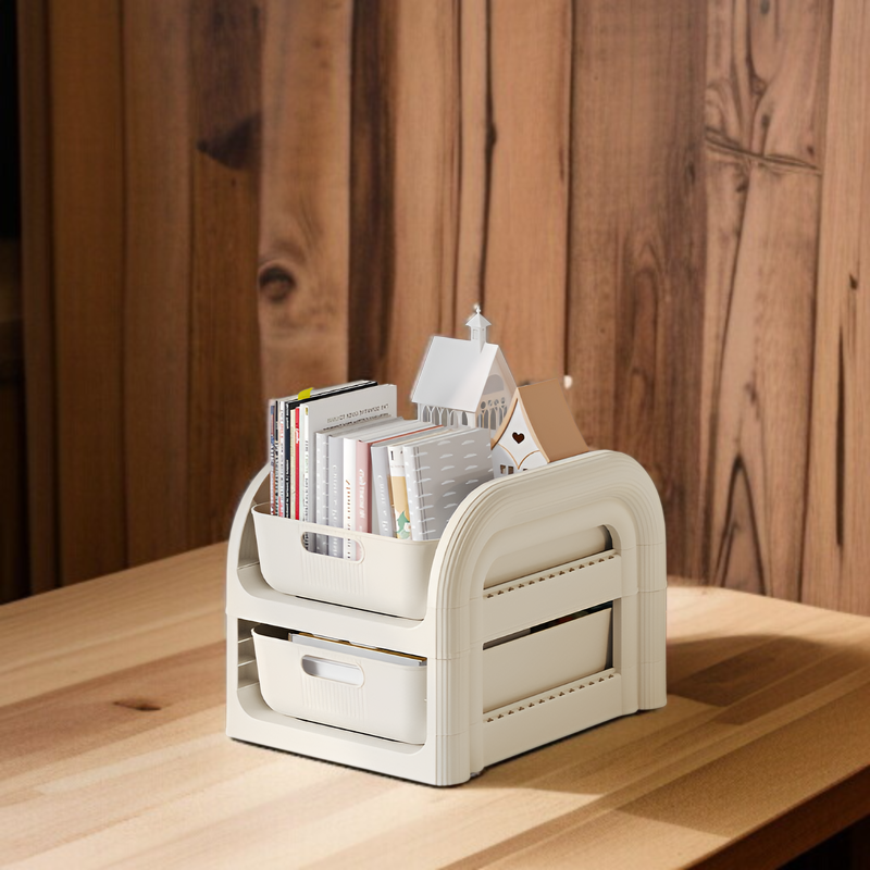 寮のデスク下に設置した収納ラック