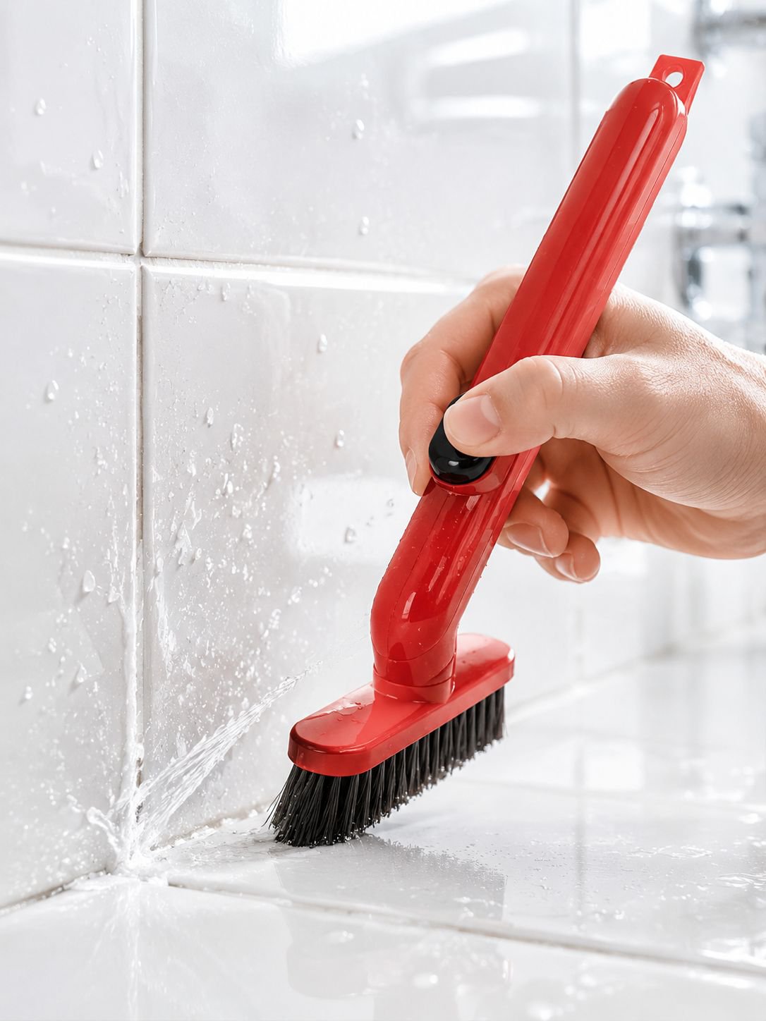 Cepillo limpiador de ranuras para baño JMY con depósito de líquido