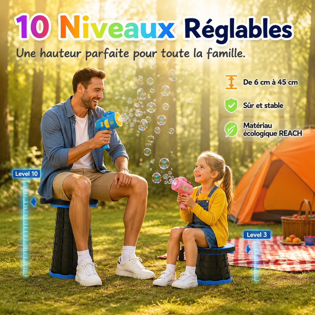 Tabouret pliant arc-en-ciel portable
