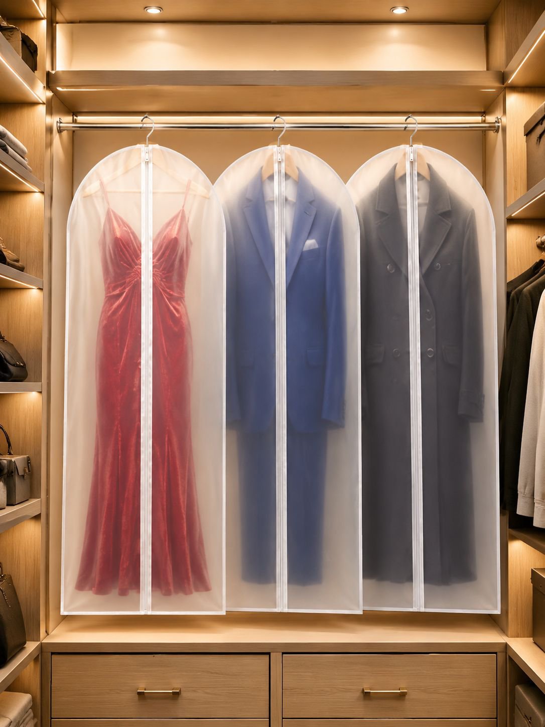 Transparent window clothing storage bag for easy identification