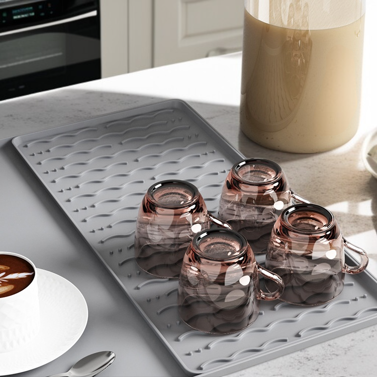 シリコンコーヒーマット バーカウンター用 防滑・耐熱 排水トレー コーヒーカップ乾燥マット