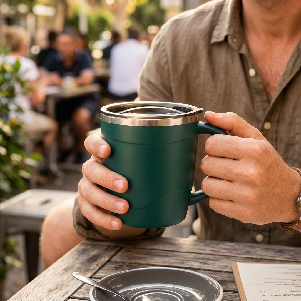 뚜껑이 있는 스테인리스 스틸 커피잔