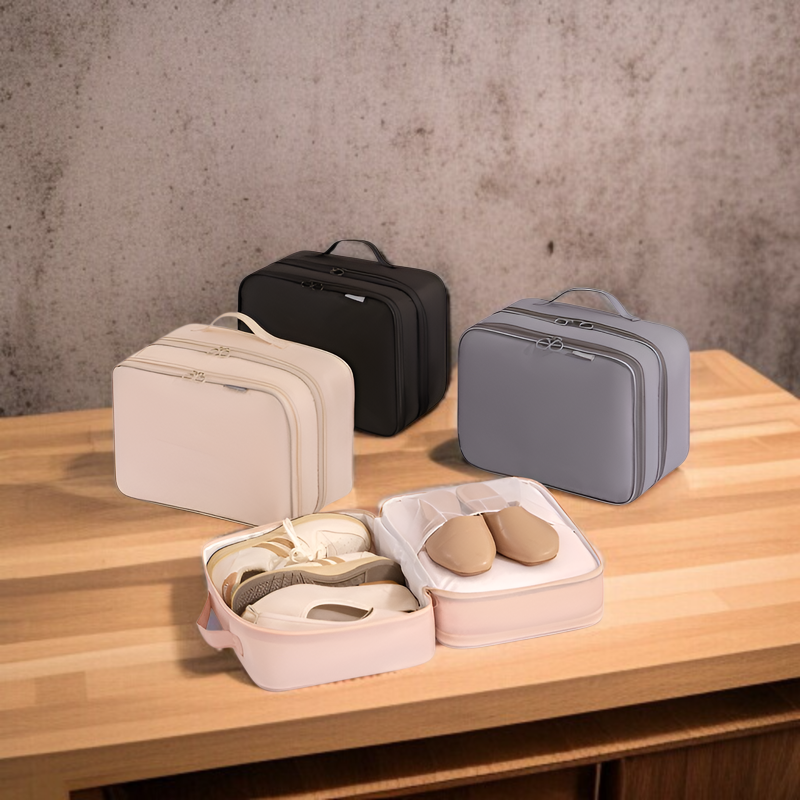 ポータブル3層靴バッグの内部構造