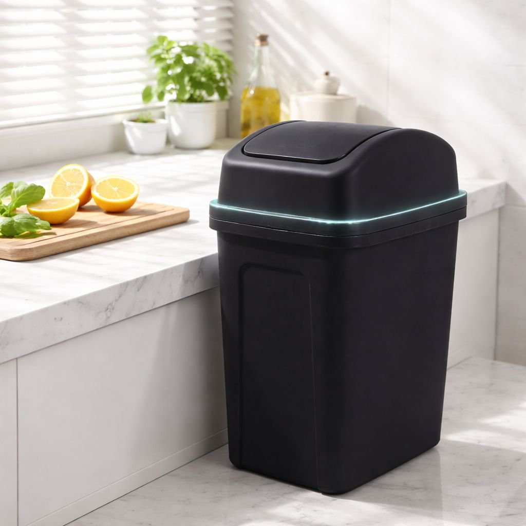 Compact portable garbage bin for living room