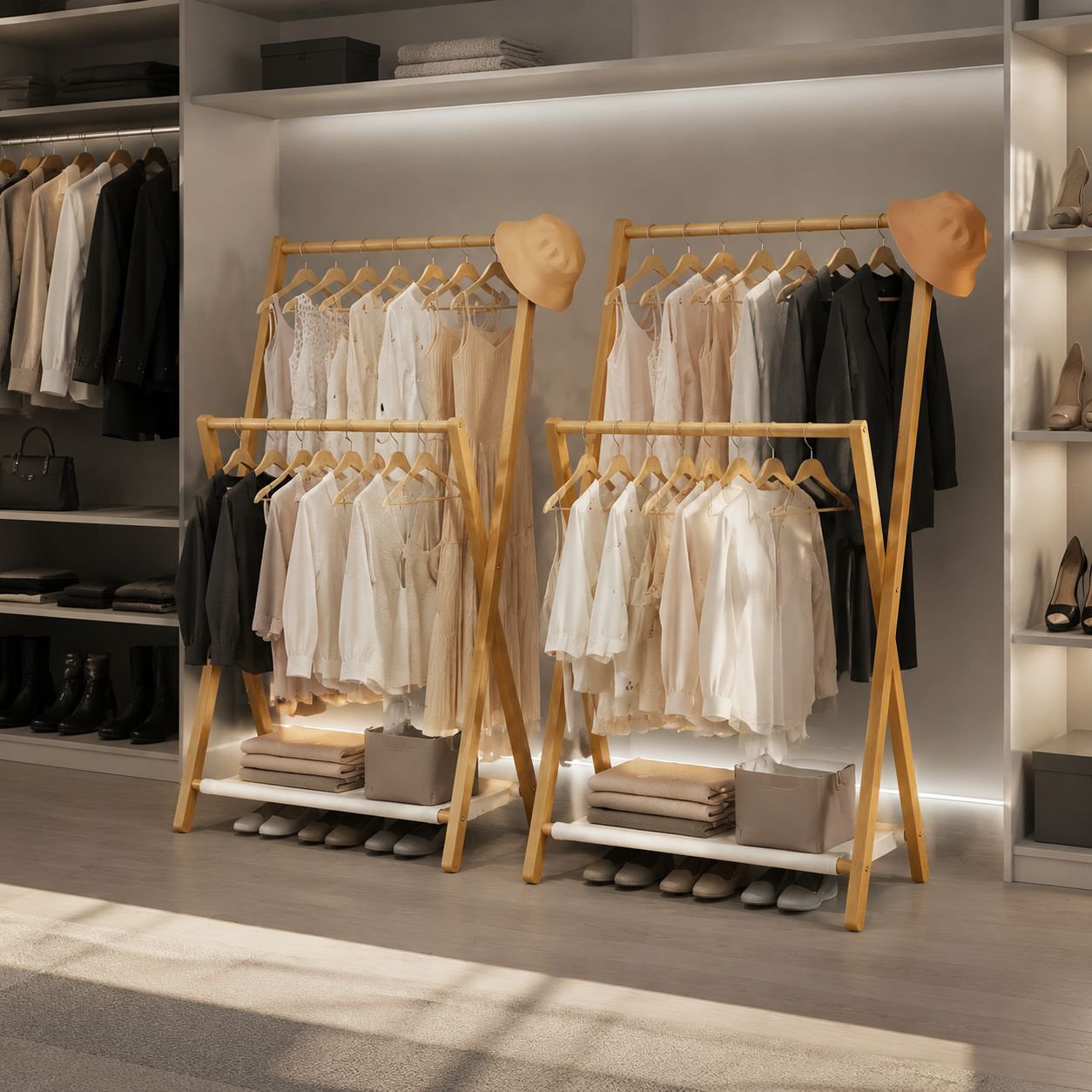 Simple Bamboo Indoor Clothes Rack, Foldable and Odorless