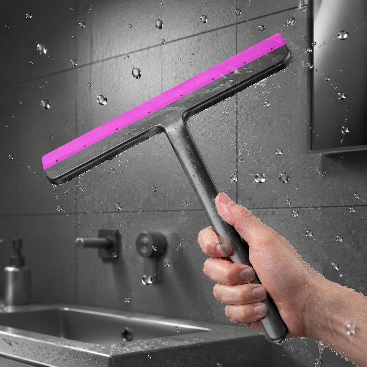 Durable long handle glass wiper