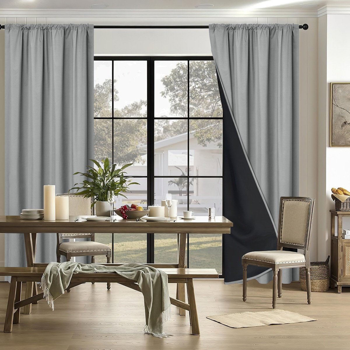 Sun-blocking Thermal Curtains Complete Blackout for Living Room Home Decor