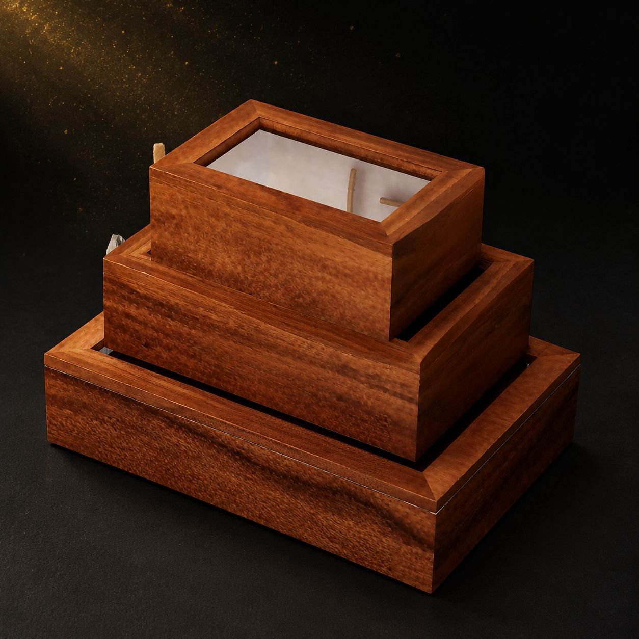 Massive wood storage box for lipstick, teacup and accessories