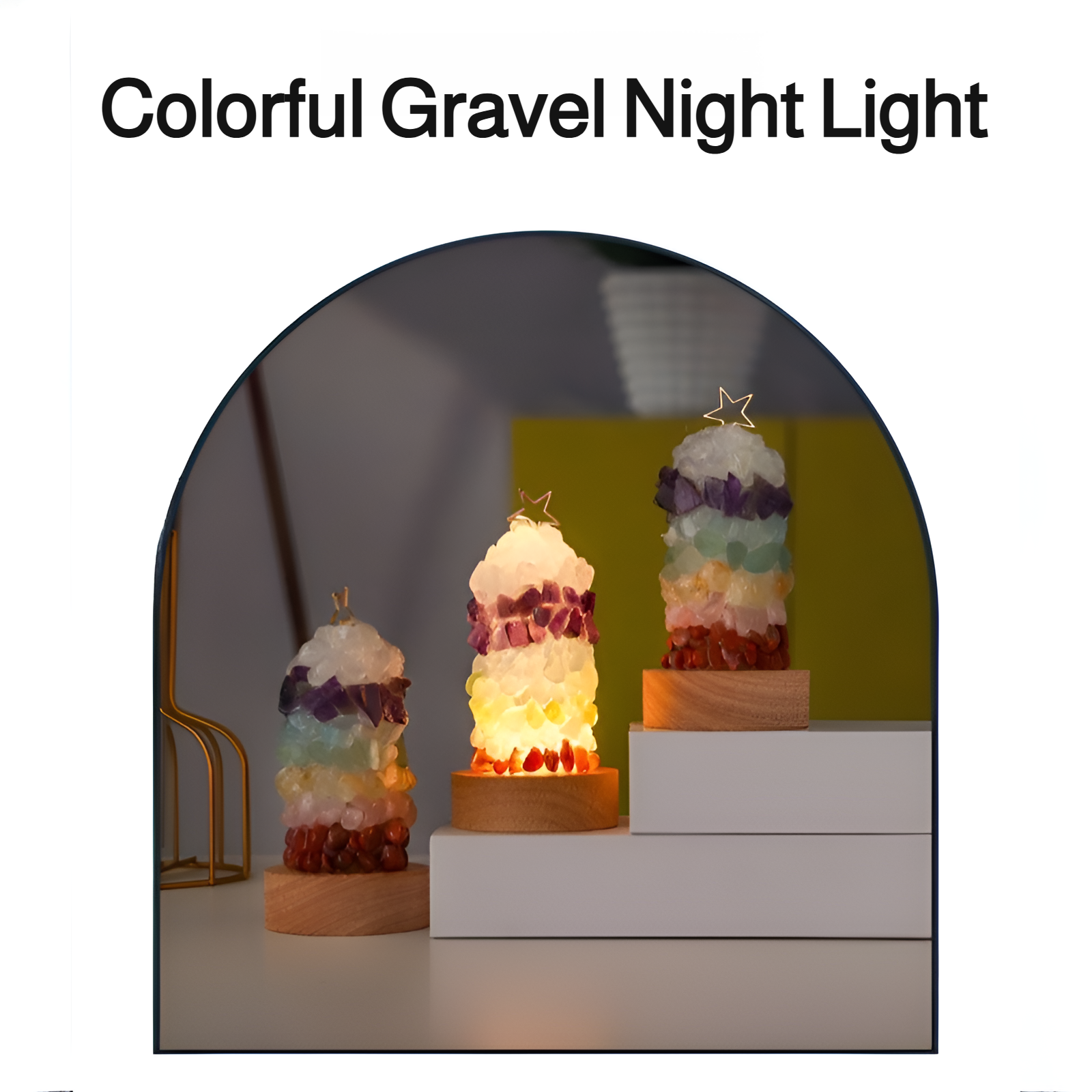 Natural Seven-Color Crystal Christmas Tree Night Light glowing in the dark