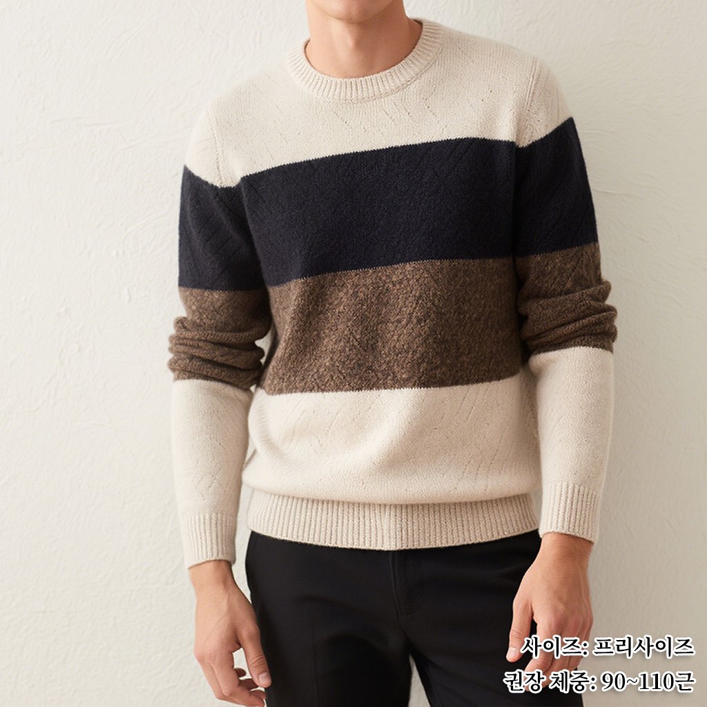 다양한 컬러의 남성 스웨터 진열 이미지