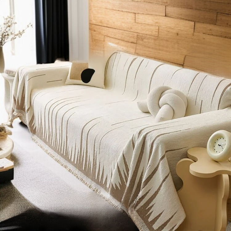 북유럽 스타일 소파 타월 소파 위에 놓인 모습