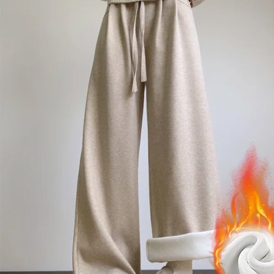 뒷보어 따뜻한 부드러운 와이드 팬츠