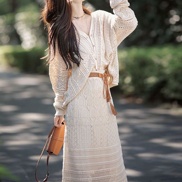 Your Name スーツ｜女性用ニットカーディガンスカート新しいコットンカジュアルスーツ