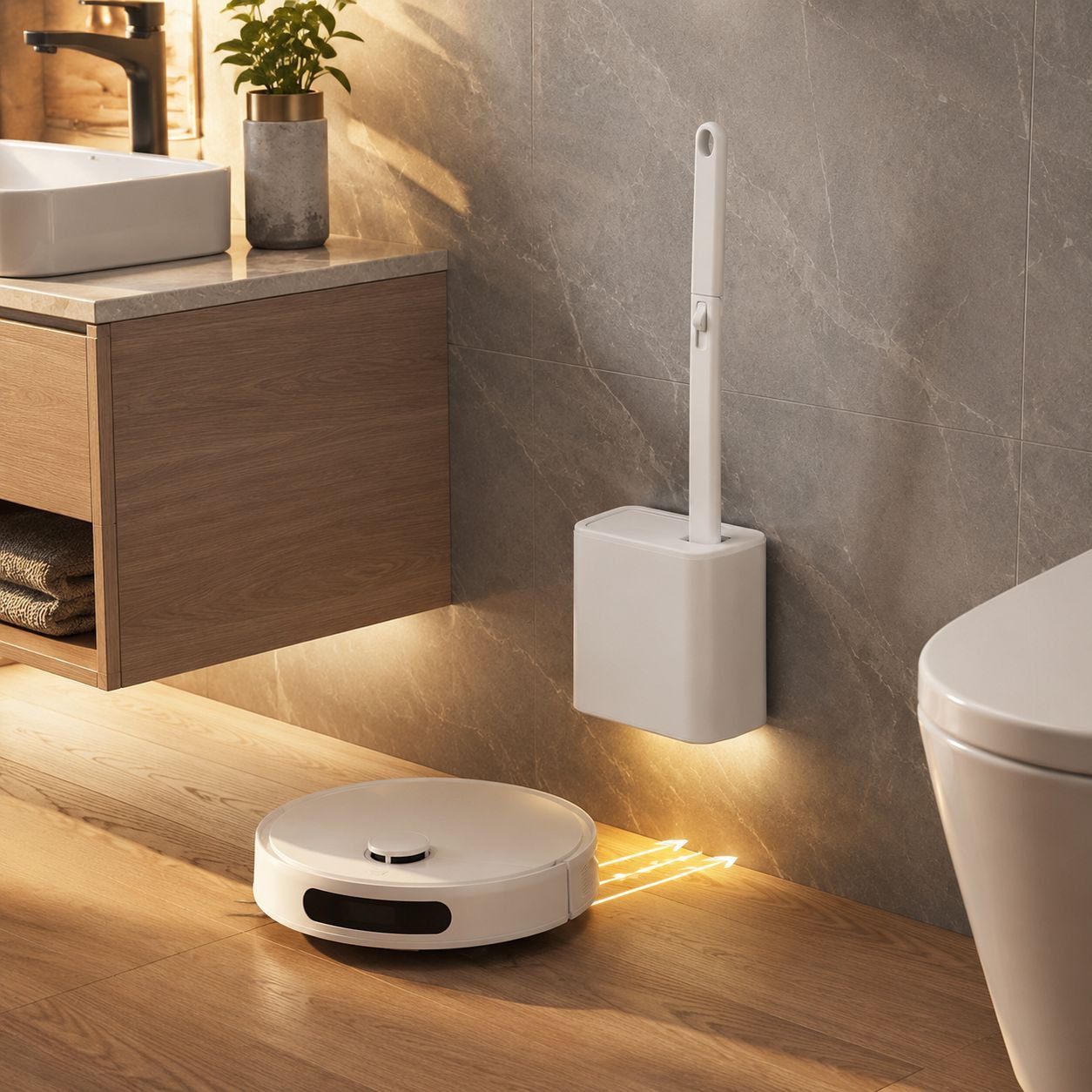 Toilet Brush with Automatic Flip Lid Design