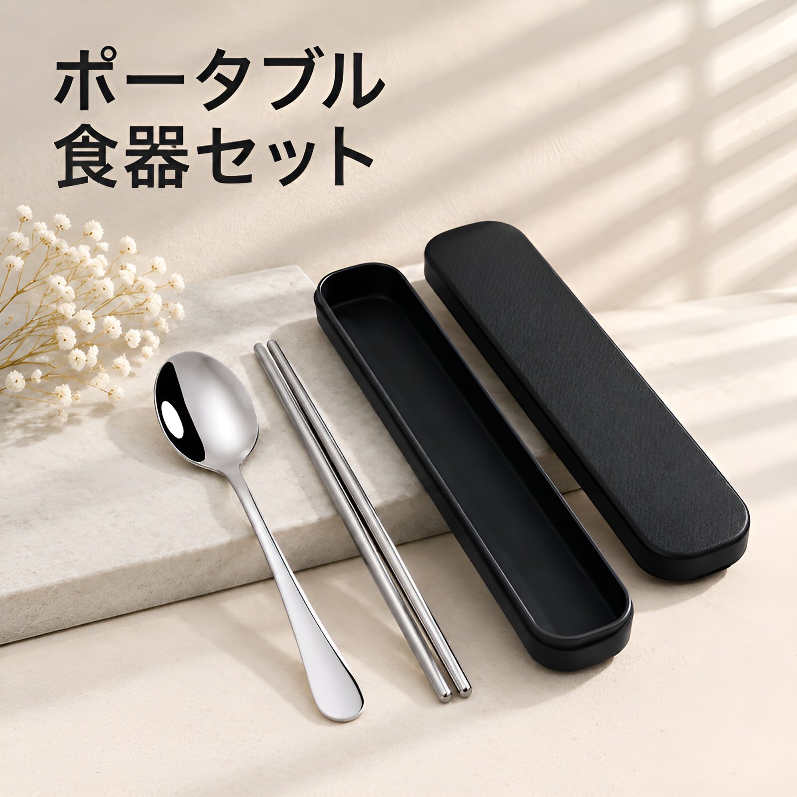 便利な食器セット、ステンレス製3点セット、学生向けギフト食器ボックス