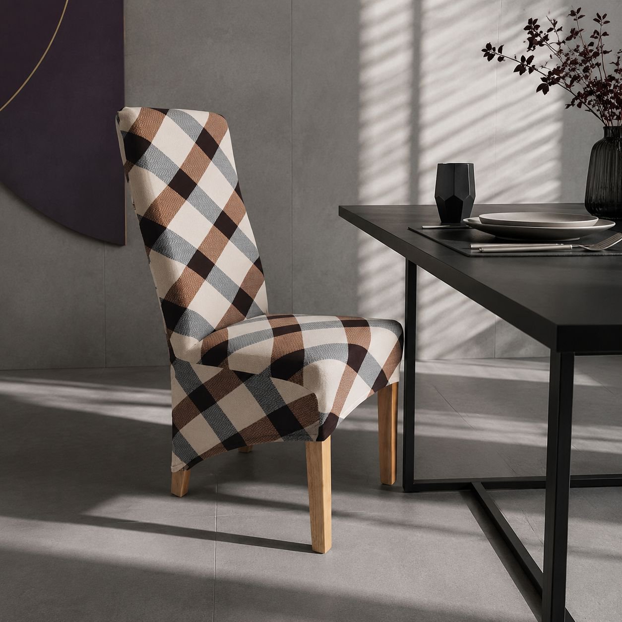 Various patterned chair covers for office decor