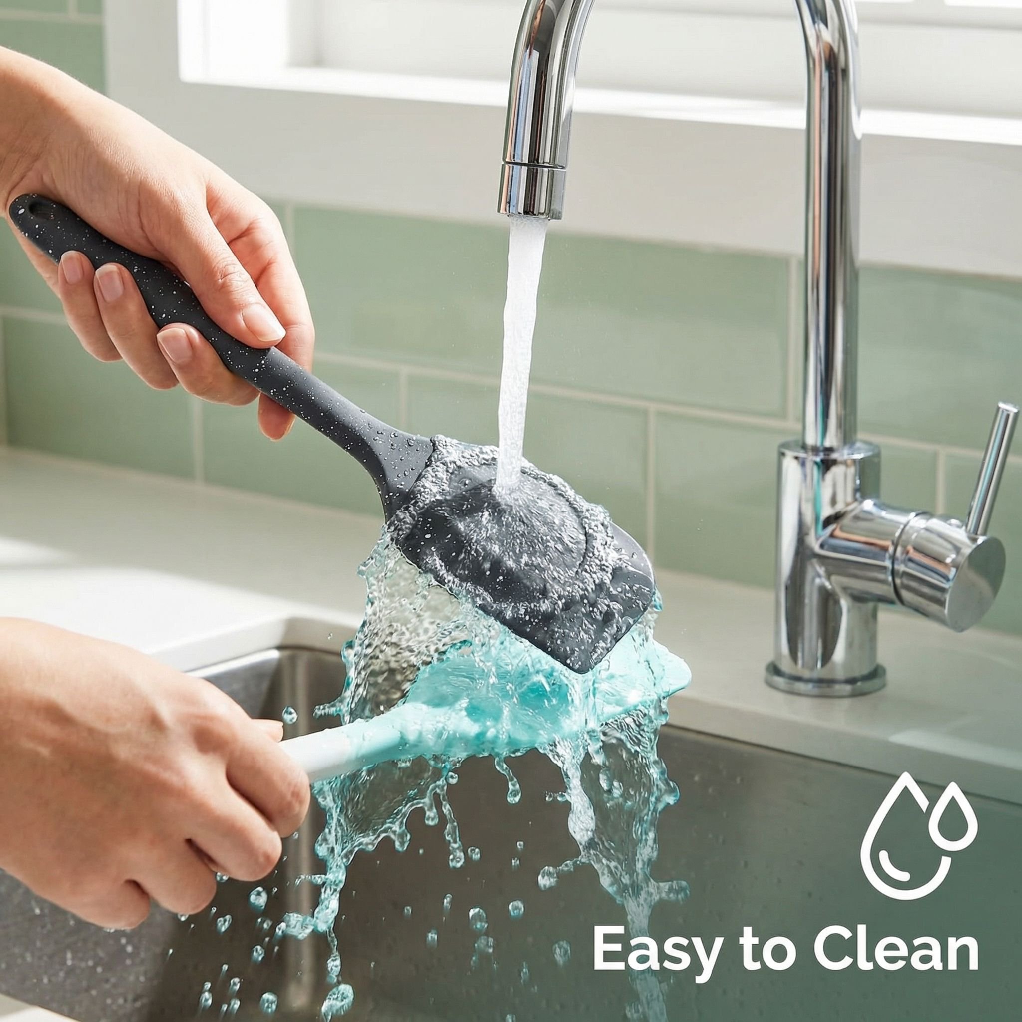 White dot silicone black butter scraper