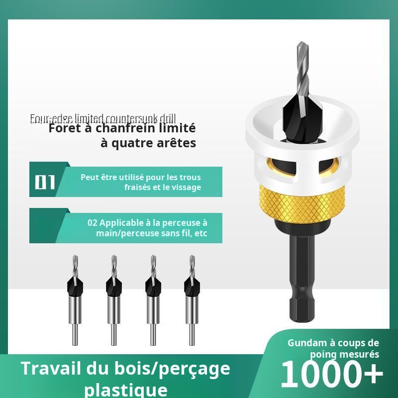 Foret conique à tête en alliage à quatre bords pour travail du bois JMY
