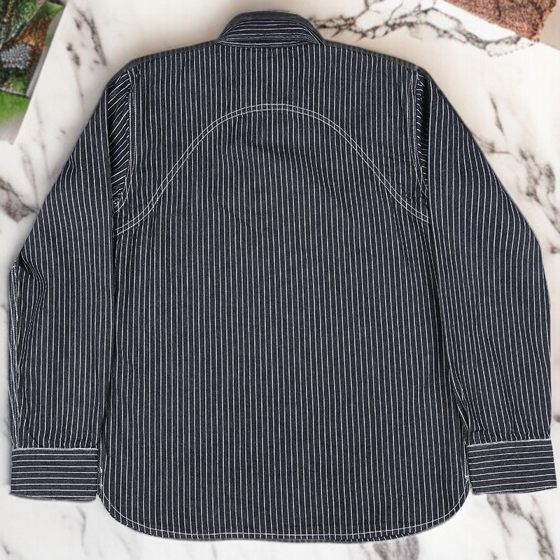 アメリカーナストライプの鉄道シャツ前面デザイン