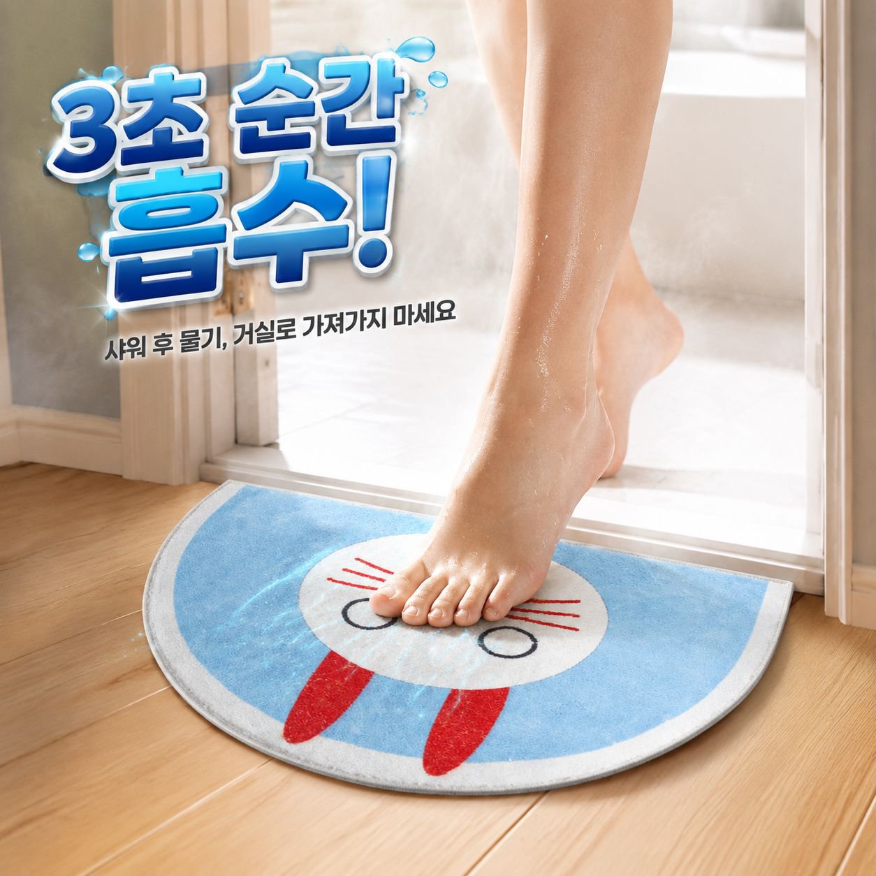 완제품 미끄럼 방지 흡수 캐릭터 반원 욕실 현관 매트