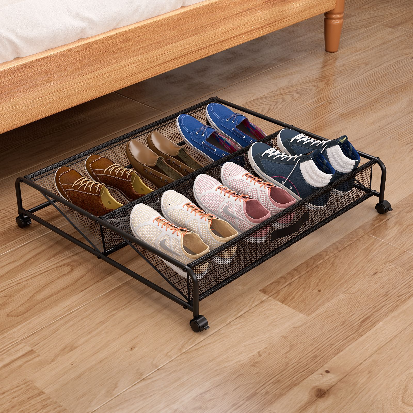 Einfaches Schuhregal unter dem Bett Aufbewahrungsregal Multifunktionales Eisenbett Aufbewahrungsbox 