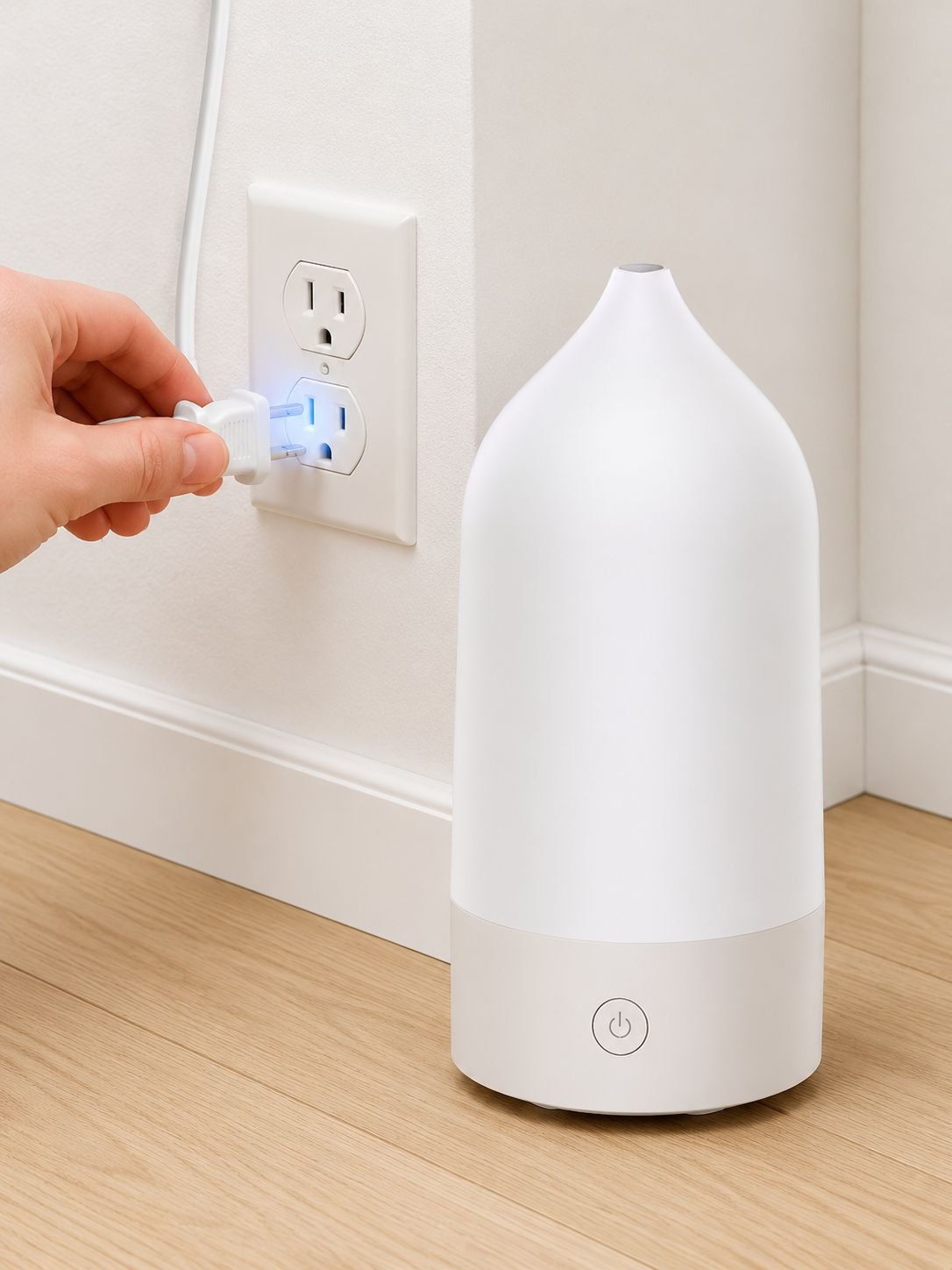 Aromatherapy diffuser emitting mist and soft light