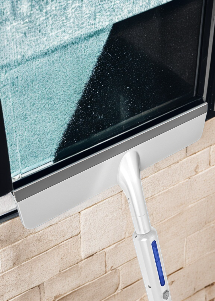 Outil double face pour nettoyage de vitres avec jet d'eau étendu