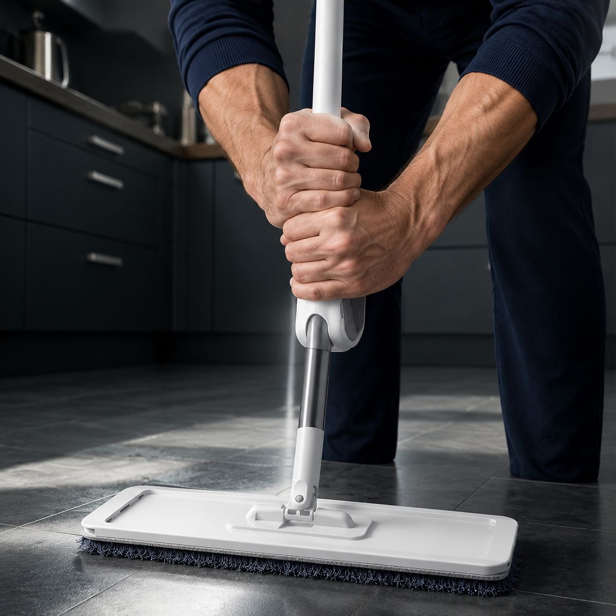Freihändiger Flachmopp für Parkett und Laminat