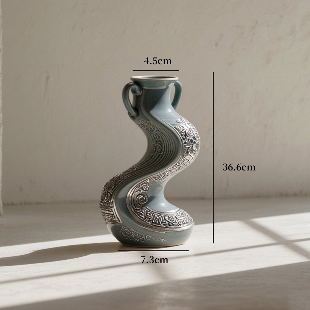 유니크 곡선 도자기 화병 세트 전체 이미지